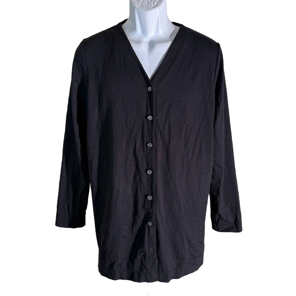 L.L. BEAN TRAVELER Women's Long Sleeve Button Down Black‎ Shirt Medium